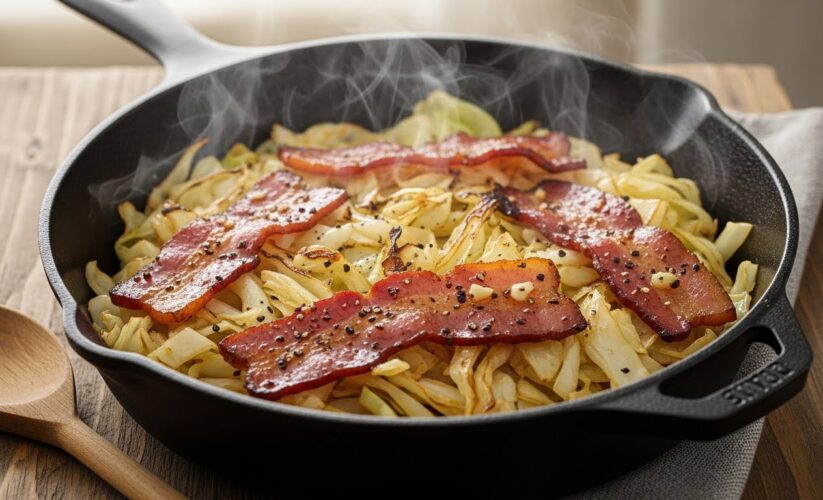 fried cabbage with bacon